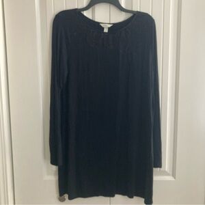 Soma Womens Black Lace Tunic Top Shirt L Rayon Spandex